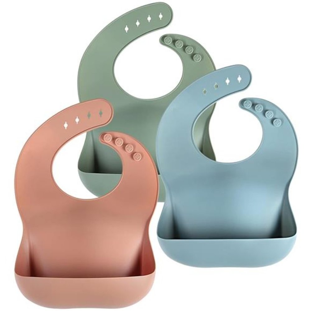 3 Pack - Silicone Baby Bibs for Babies & Toddlers Set of 3, BPA Free